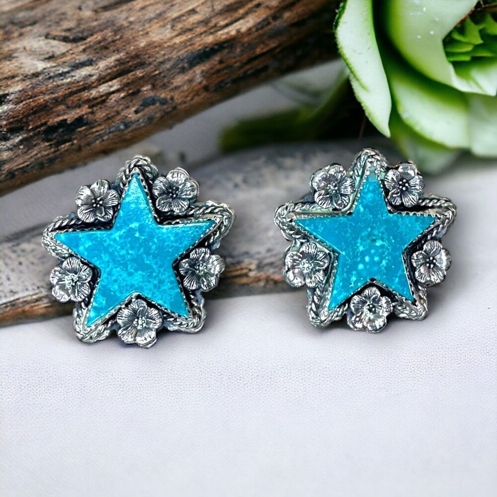 VTG Signed  Darin Bill NAVAJO Solid Silver 925 Stamped Spider Clip-on Earrings